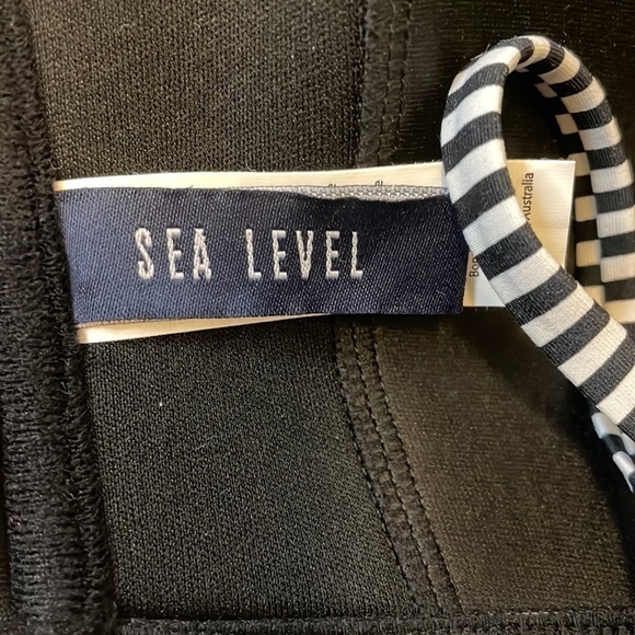 Sz10 AUS 14 Sea Level Bandeau Bikini set Black with Blk/wht Striped accent. VGUC - Picture 6 of 8